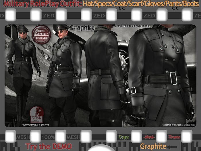 Second Life Marketplace - ZED MESH MATERIALS ENABLED: Graphite Military ...