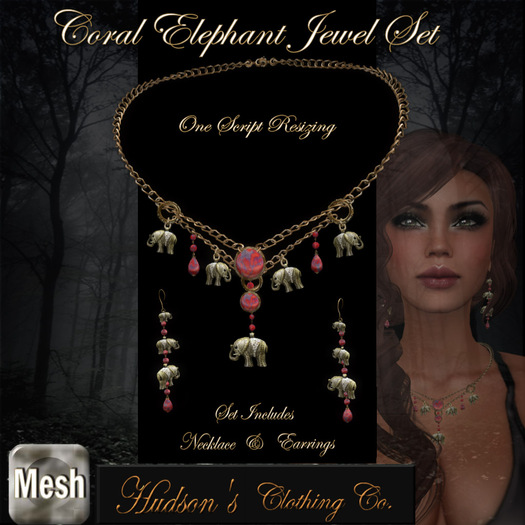 Coral Elephant Jewel Set  *Copy* ~Candace Hudson