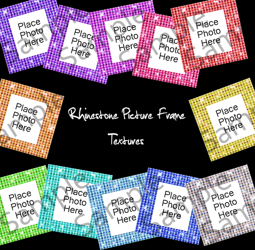 12 Rhinestone Picture Frame Textures Picture Frames JPEG (boxed)