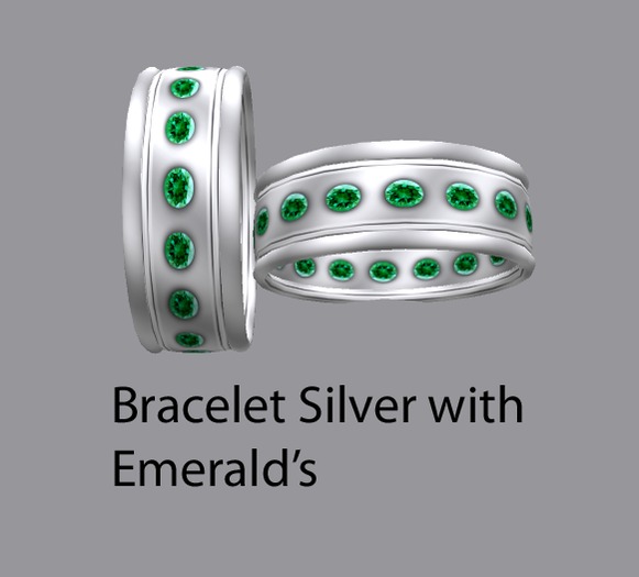 Bracelet Silver with Emerald's - TigerLady's Designs Gift Box