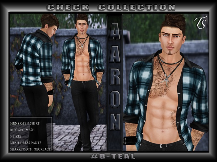 TS-Mens- Aaron-Check#8-Teal