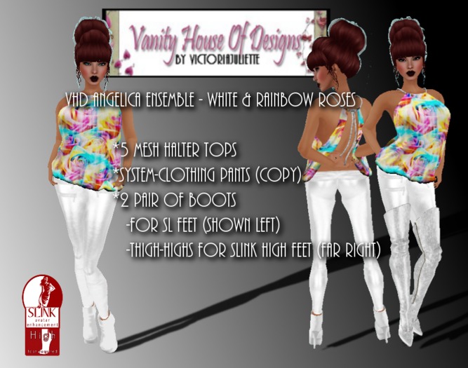 VHD Angelica Ensemble - White/ Rainbow Roses (boxed)