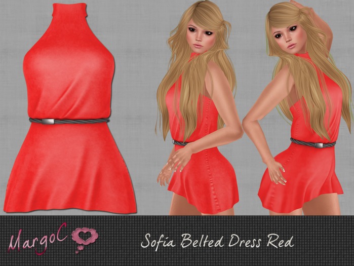 Sofia Mesh Beled Dress Red - MargoC