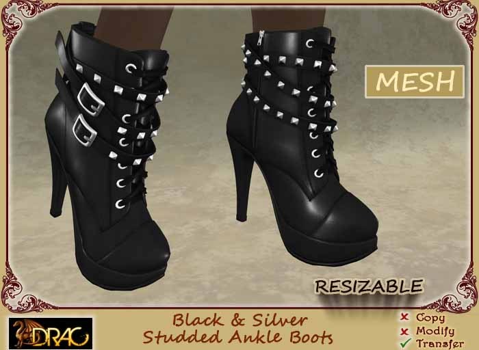 [Drac] Red Studded Ankle Boots (Resizable)