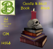 Book Stack Skull &Touch On/Off Candle, .Mesh, 1 LI