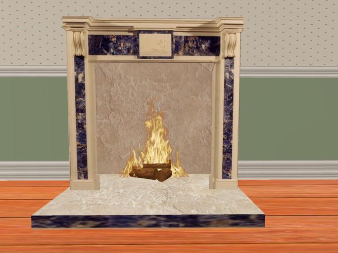 Stone & Blue Marble Fireplace