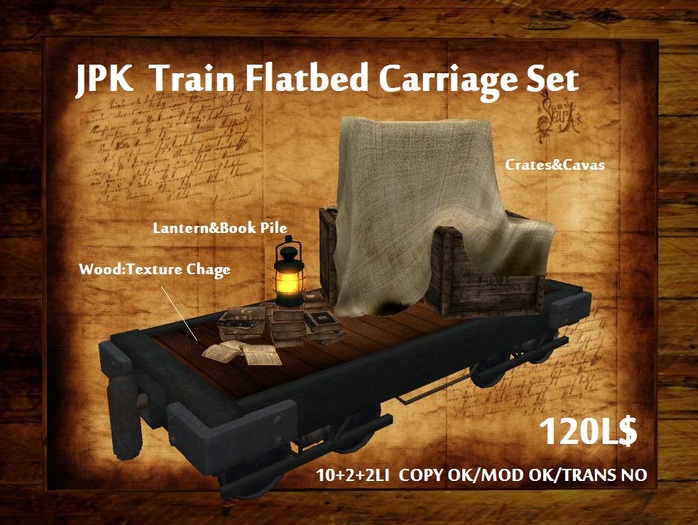 Second Life Marketplace **JPK Train Flatbed Carriage Set BOX