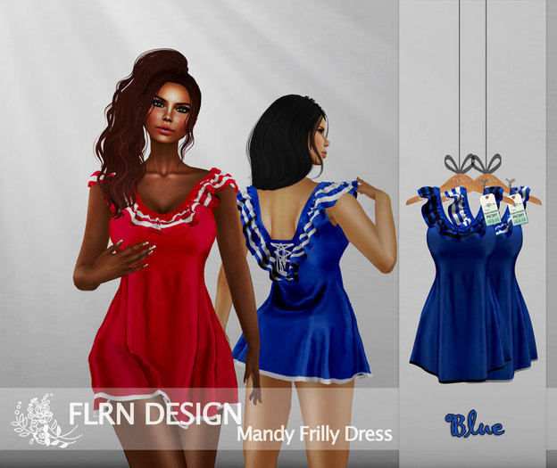 [FLRN] Mandy Frilly Dress V1 Blue