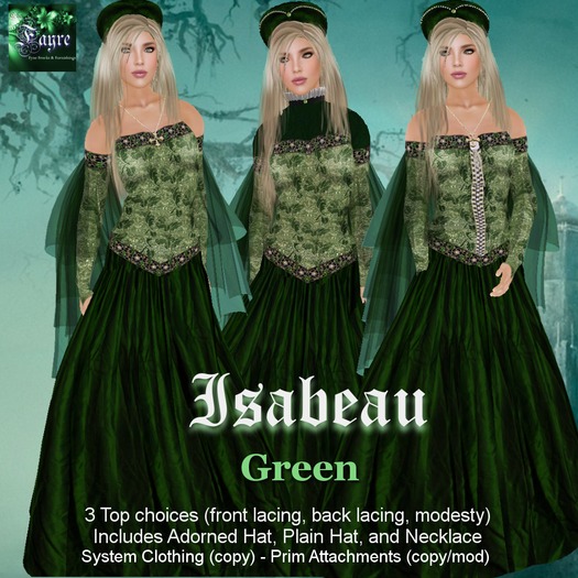 Isabeau Green Brocade & Silk Medieval Gown
