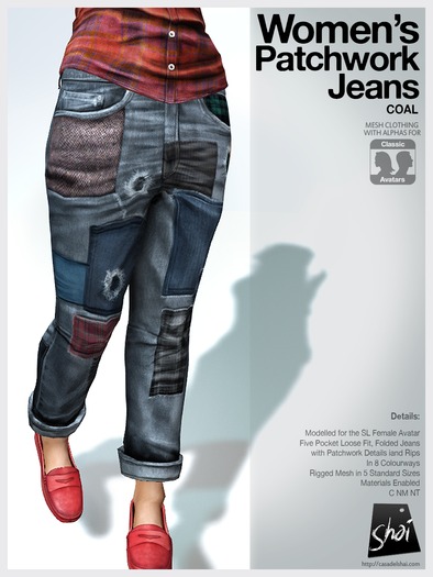 *Shai* Women's Patchwork Jeans - Coal