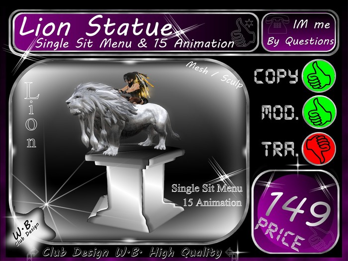 * Lion Statue * Sit Menu 15 Animation *
