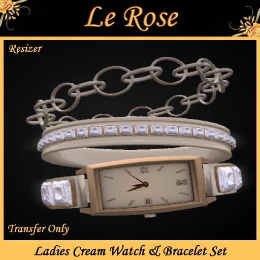 Ladies Cream Watch & Bracelet Set Gift Box