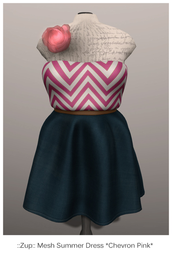 PROMO ::Zup:: Mesh Summer Dress *Chevron Pink*