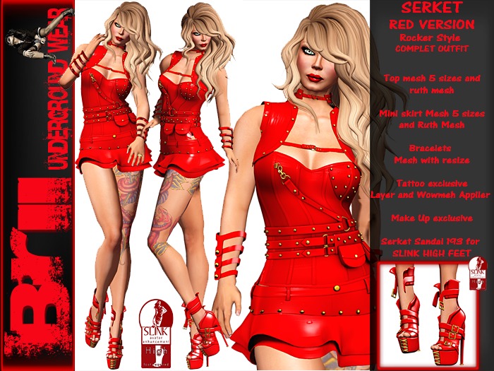 **SERKET RED VERSION ROCKER STYLE COMPLET OUTFIT ** Brii **