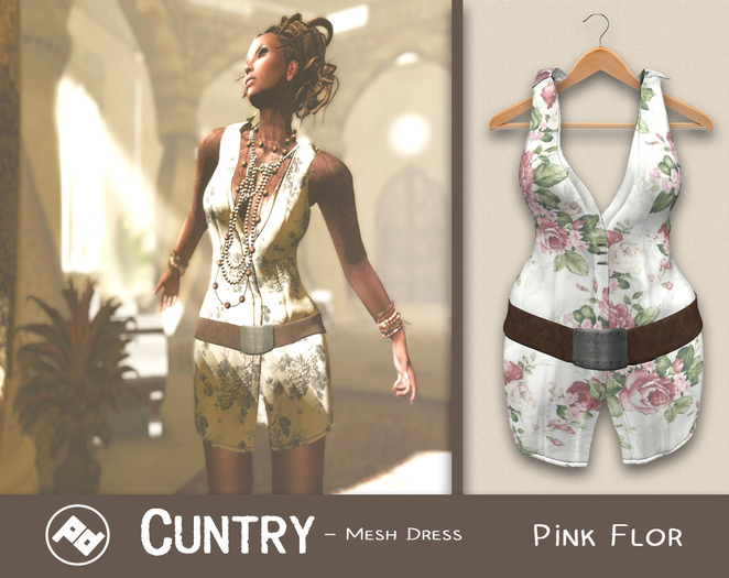::Poised:: Cuntry Mesh Belted Dress - Floral Pink