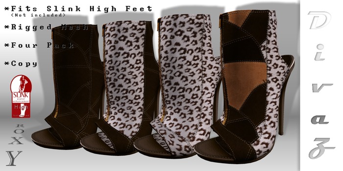 :D_Z: Roxy Peeptoe Boots Coffee Fourpack For Slink High Feet