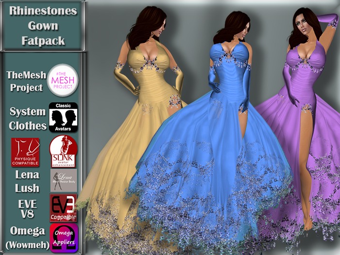 [TKS] BASIC -  RHINESTONES GOWN FATPACK