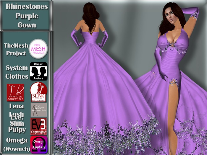 [TKS] BASIC -  RHINESTONES PURPLE GOWN