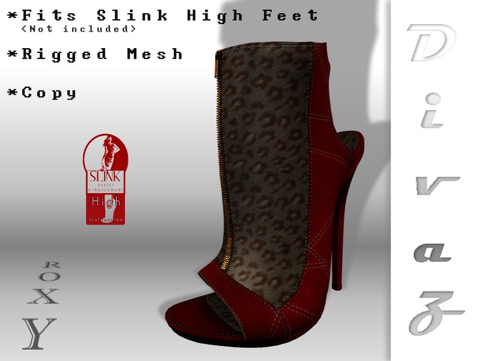 :D_Z: Roxy Peeptoe Boots Wine Leather/Fur For Slink High Feet