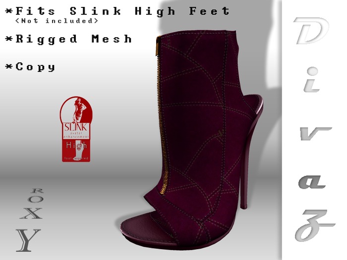 :D_Z: Roxy Peeptoe Boots Plum Leather For Slink High Feet