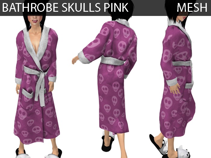 Bathrobe Skulls Pink - Mesh