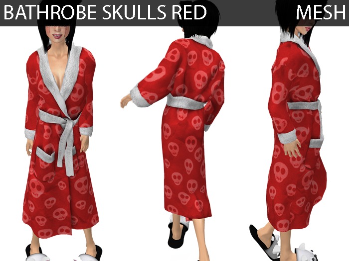 Bathrobe Skulls Red - Mesh