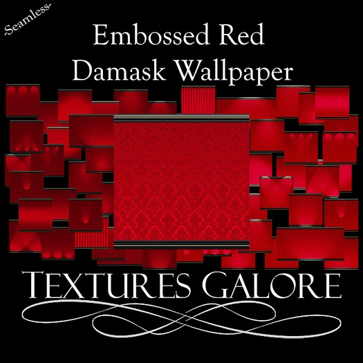 Embossed Red Damask Wallpaper