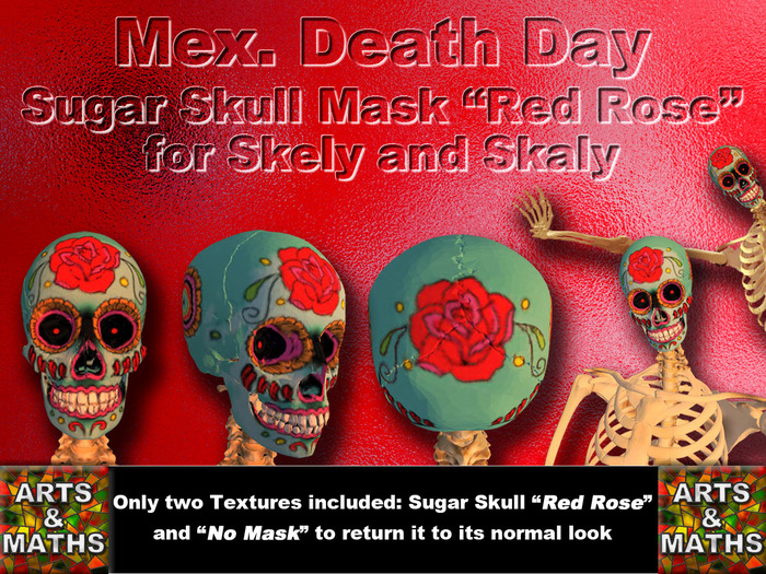 ARTS & MATHS---> Sugar Skull Mask "Red Rose"