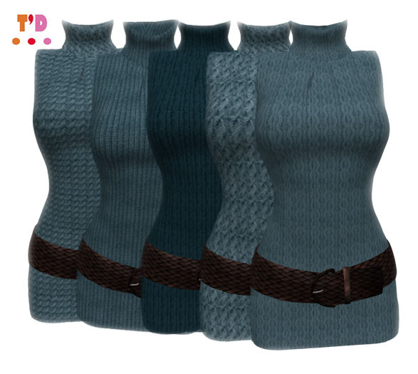 TD Mesh Sweater MiniDress FAT PACK Blue (5 models)