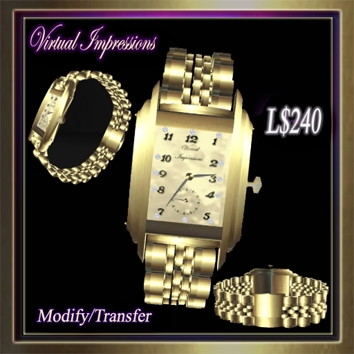 Virtual Impessions, Adam Men's  Gold Bracelet Watch