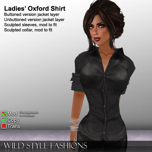 Ladies Oxford Shirt (Black) by WSF