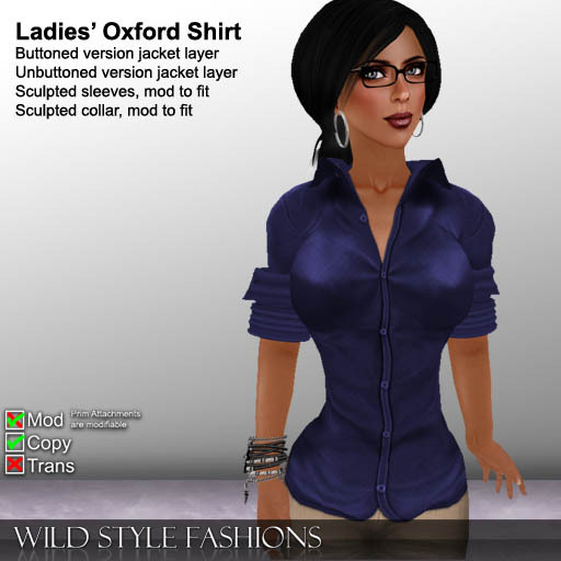 Ladies Oxford Shirt (Navy Blue) by WSF