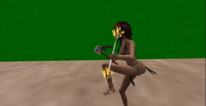 Skull Dance Stick & Flaming Stick With Native Dance Animation