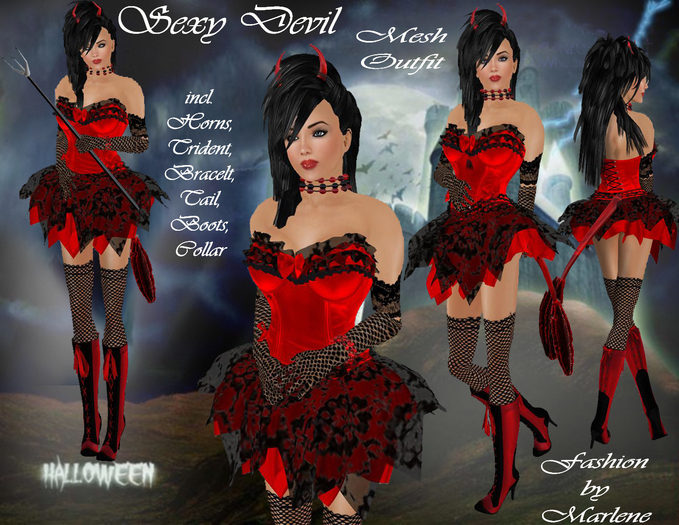 *MG Red Devil, Mesh Outfit, Halloween,SALE