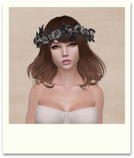 Crown of Roses Hair Wreath - Black & White