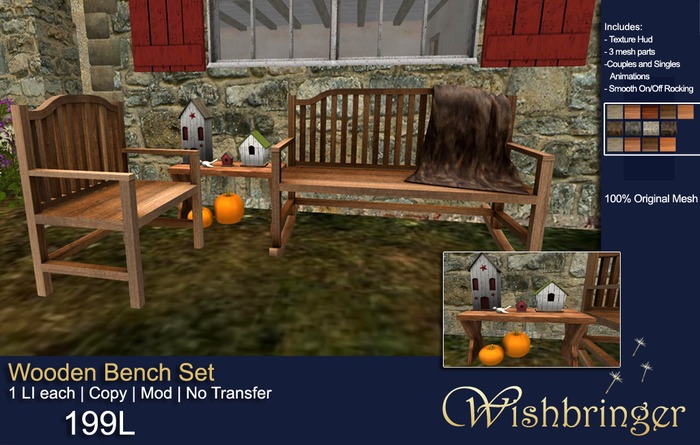 Wishbringer Wooden Bench Set