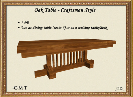 Second Life Marketplace - Craftsman Style Table - oak