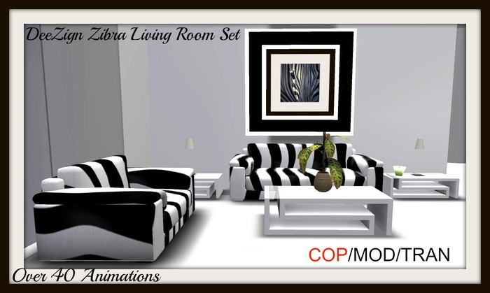 DeeZign Zebra Living Room Set