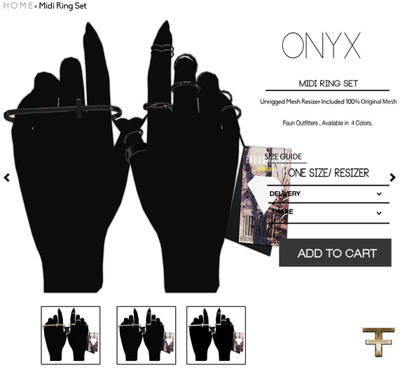 -FAUN- Midi Ring Set -Onyx-