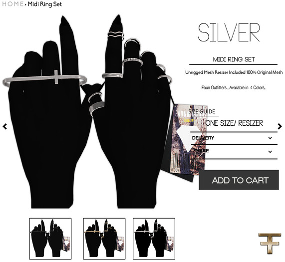 -FAUN- Midi Ring Set -Onyx-