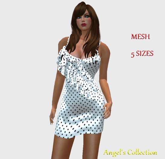 DRESS WHITE POIS FRONT FRILLS