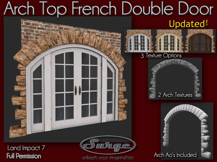 Mesh Arch Top French Double Door