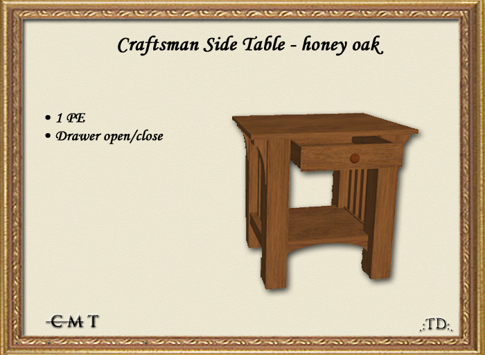 Craftsman Side Table - honey oak