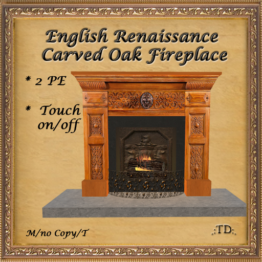 English Renaissance Carved Oak Fireplace