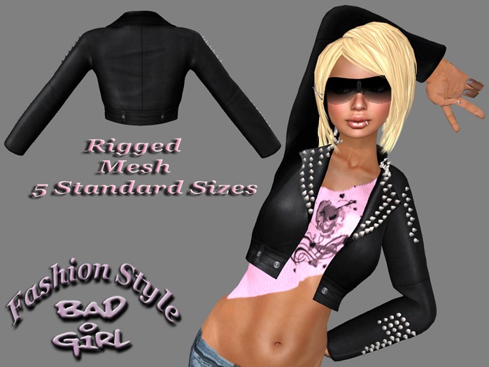 Bad Girl black Mesh Leather Biker Jacket