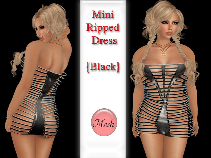 Mini Ripped Dress Mesh {Black}