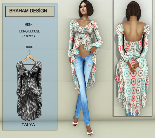 Braham Design Talya Black Blouse Mesh