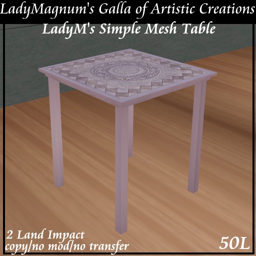 LadyM's Simple Mesh Table - Pink Roman Tiled