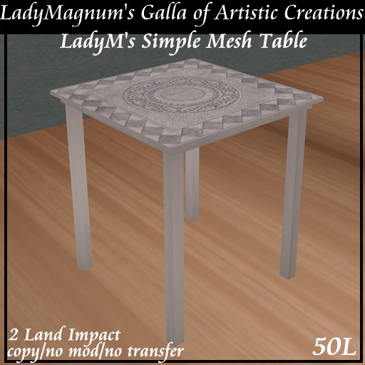 LadyM's Simple Mesh Table - Grey Roman Tiled