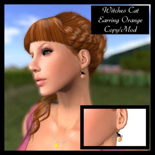 Black Cat Earrings Orange